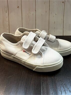 Superga Kids White Velcro Canvas Sneakers Kid 13.5